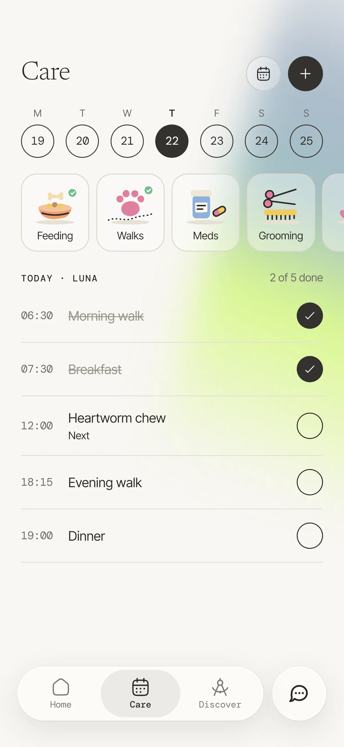 Mori Care screen