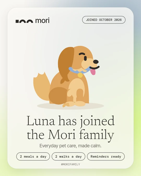 A Mori share card: Luna has joined the Mori family